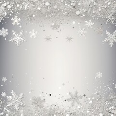 Silver christmas card with white snowflakes vector illustration 