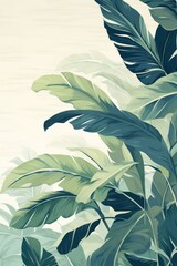 Green leaves and stems on a Tan background