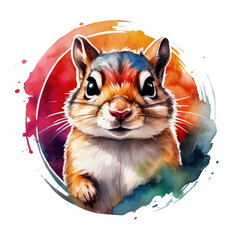 Chipmunk Watercolor Painting,cute animal, wildlife, colorful , vibrant, home decor, wall art, art print, digital art,Illustration Isolated on Transparent Background