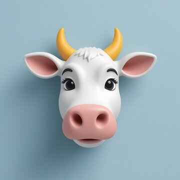 Cow 3D sticker vector Emoji icon illustration, funny little animals, cow on a white background