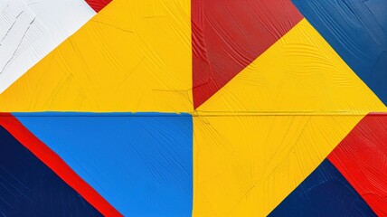 Bold geometric abstract with yellow, red, and blue