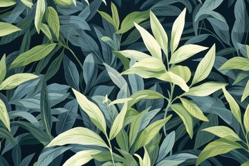Green leaves and stems on an Olive background