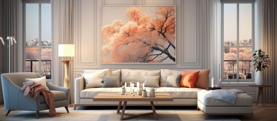 illustration of a living room interior.