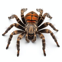 a poecilotheria regalis tarantula, studio light , isolated on white background