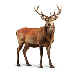 a Red deer in the nature habitat, studio light , isolated on white background