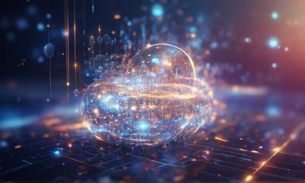 Futuristic simulation of 5G network concept, artificial intelligence quantum physic matrix particles deep learning performing analytic computational head up display background. perfect composition, be