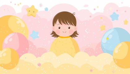 Hand drawn baby announcement background