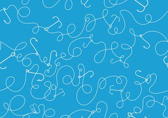 Fisherman equipment seamless fishing steel hook pattern for wrapping paper and fabrics and linens and hobby