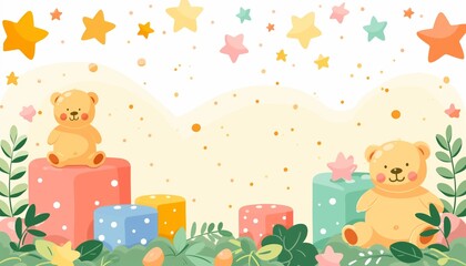 Obraz premium Hand drawn baby announcement background