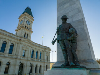 Fototapeta premium War memorial statue in town of Oamaru, Otago, New Zealand