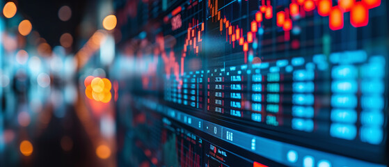 Stock Market Data on Screens with Bokeh Effect