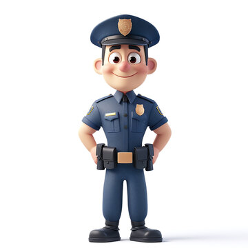 Friendly Cartoon Police Officer Smiling