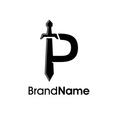 Simple, Modern and Bold Initial P Sword Logo.