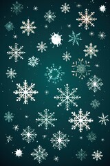 Naklejka na ściany i meble Teal christmas card with white snowflakes vector illustration