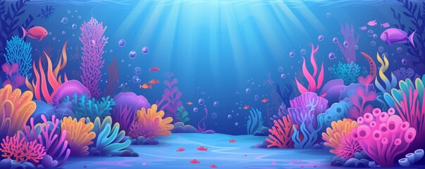 Hand-Drawn Cinematic Underwater Atlantis Scene - Vector Illustration Wallpaper