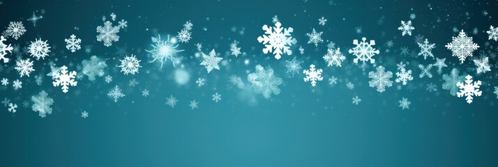 Obraz na płótnie Canvas Teal christmas card with white snowflakes vector illustration