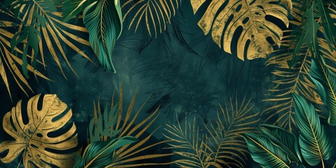 Golden Jungle Dreamscape Textured Faux Gold Leaf Artwork for Creative Design and Decor
