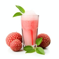 a tembikai lychee or watermelon juice with lychee, studio light , isolated on white background