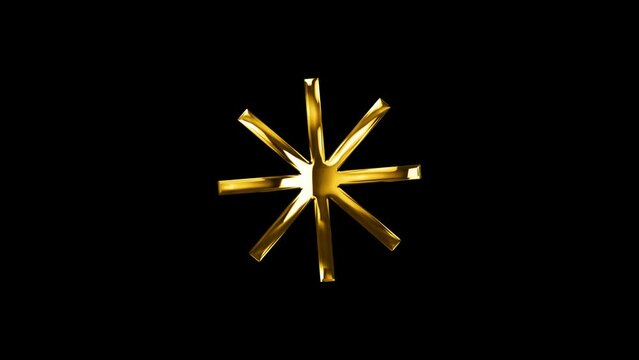 Golden asterisk shape Animation with transparent background