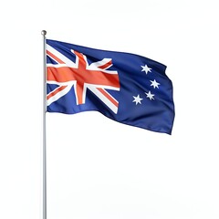 Naklejka premium a Vertical shot of the australia flag floating in the air, studio light , isolated on white background