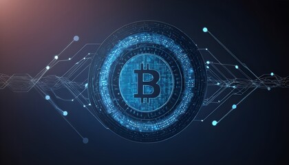 Blockchain technology background. Cryptocurrency fintech block chain network and programming concept. Abstract Segwit.