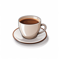 Illustration of coffee cup on minimalist white background.