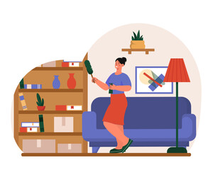 Woman with house cleaning vector concept