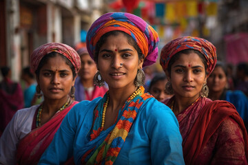 Beautiful indian women in national costumes. Domestic tourism is a booming market for many local businesses.