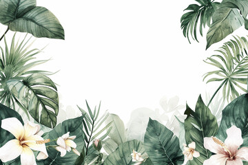 Fototapeta premium frame with tropical flowers