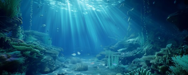 Underwater Cinematic Spectacle The Enigmatic Realm of Atlantis in Ultra-Realistic Visuals - obrazy, fototapety, plakaty