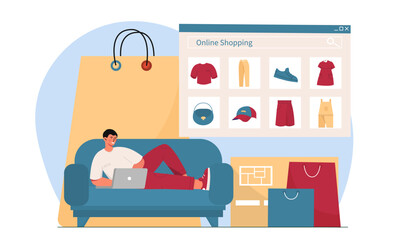 Man with online shopping vector concept