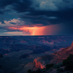 Dramatic Thunderstorm Over Grand Canyon at Twilight
