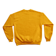 Blank Long Sleeve Sweatshirt Color Gold BacView Template Mockup on Transparent Background