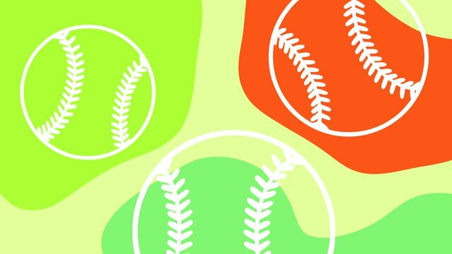 Wiggly baseball ball abstract background animation