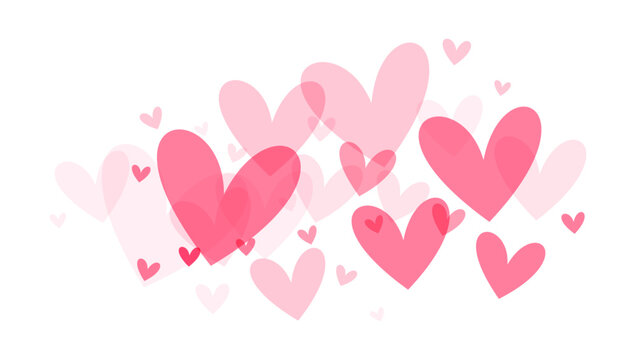 gentle spread of hearts in soft pink hues against a white background