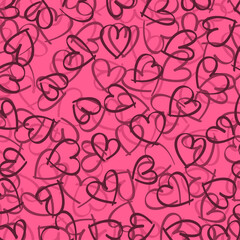 hand-drawn hearts in various shades of pink and red