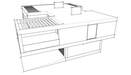 house building sketch architecture 3d illustration