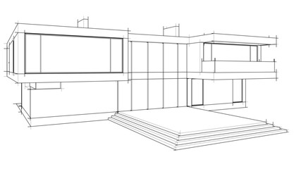 house building sketch architecture 3d illustration