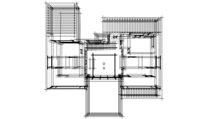 house building sketch architecture 3d illustration