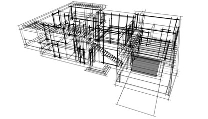 house building sketch architecture 3d illustration