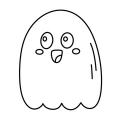 Cute ghost cartoon line icon.