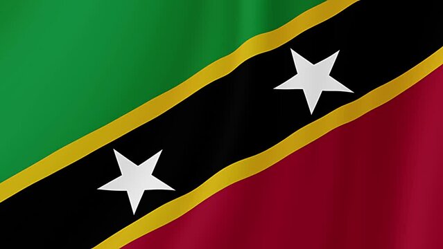 Saint Kitts and Nevis Waving Flag. Realistic Flag Animation.