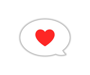 White bubble with heart icon