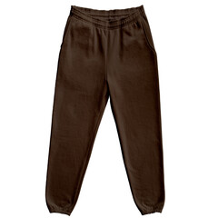 Blank Sweatpants Color Brown Front View Template Mockup on Transparent Background