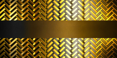 Golden Metal Background with Frame and Decorative Elements for Presentation