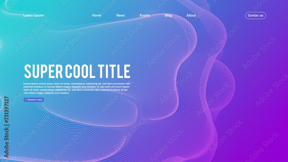 Poster landing page abstract design with sphere element. template for website or app.