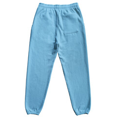Blank Sweatpants Color Light Blue Back View Template Mockup on Transparent Background