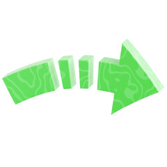 3D Green Curve Arrow