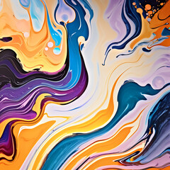 Closeup of abstract oil paint background texture with liquid fluid marbled paper texture banner texture. Generative AI (생성형 AI)