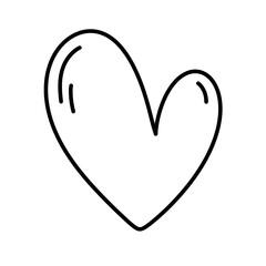 Doodle heart symbol love line icon.